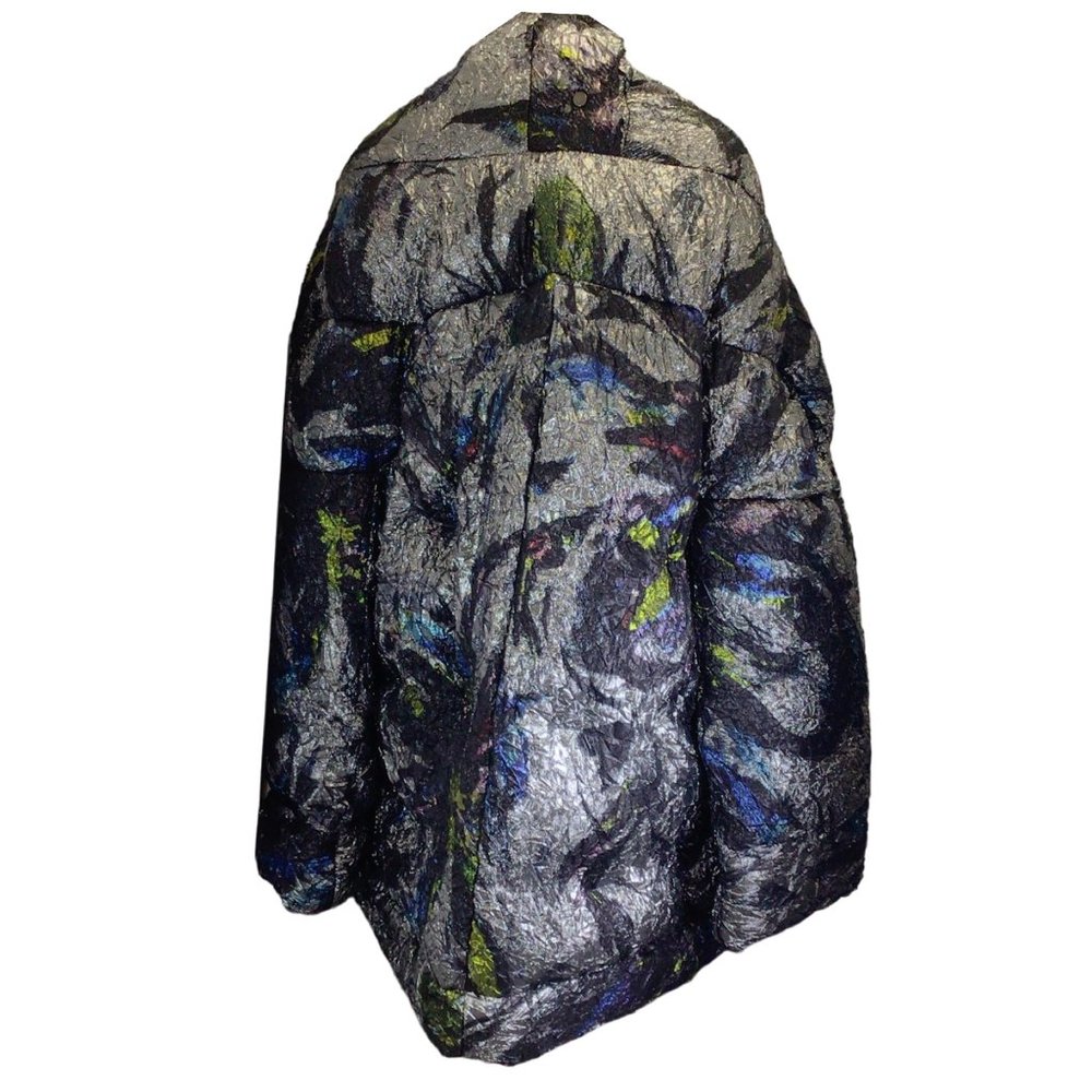 POIRET SILVER METALLIC MULTI LUREX DETAIL SILK DOWN PUFFER OPERA COAT - Picture 3 of 5